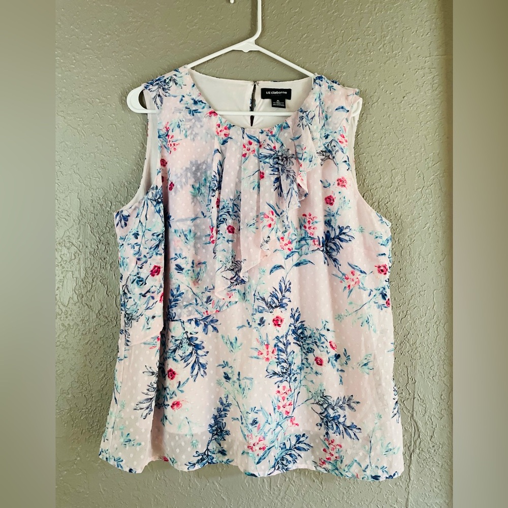 🧹Women’s Liz Claiborne Sleeveless Floral Blouse Size XL🧹